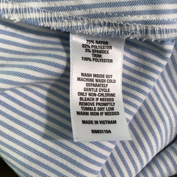 Crown & Ivy 14P Blue and White Vertical Stripe Pull On Pants Crochet Hem NWOT - Picture 6 of 6